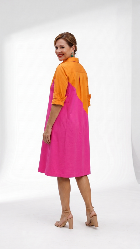 Vestido Bicolor Diagonal