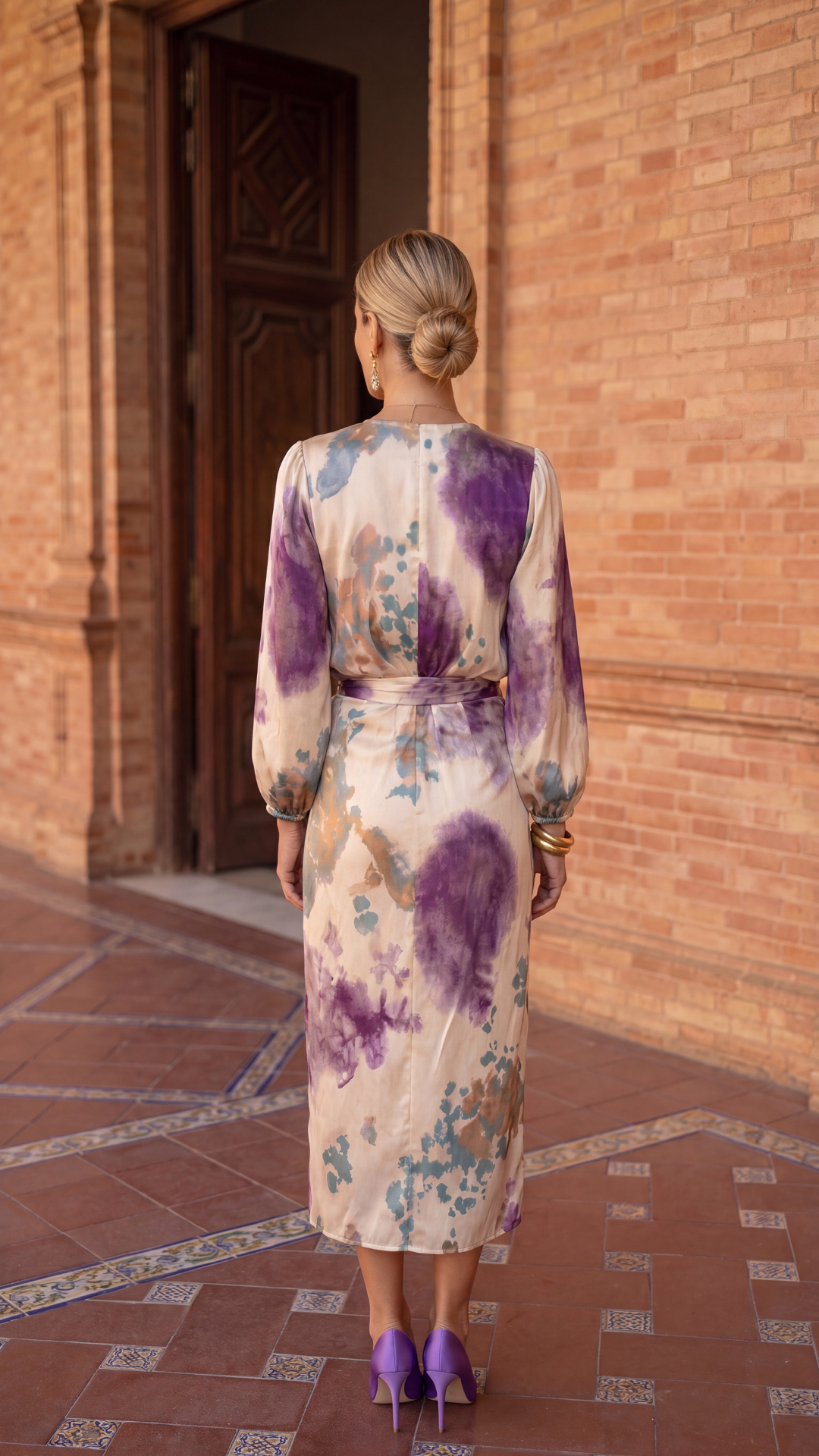 Vestido Midi Cruzado Estampado Acuarela