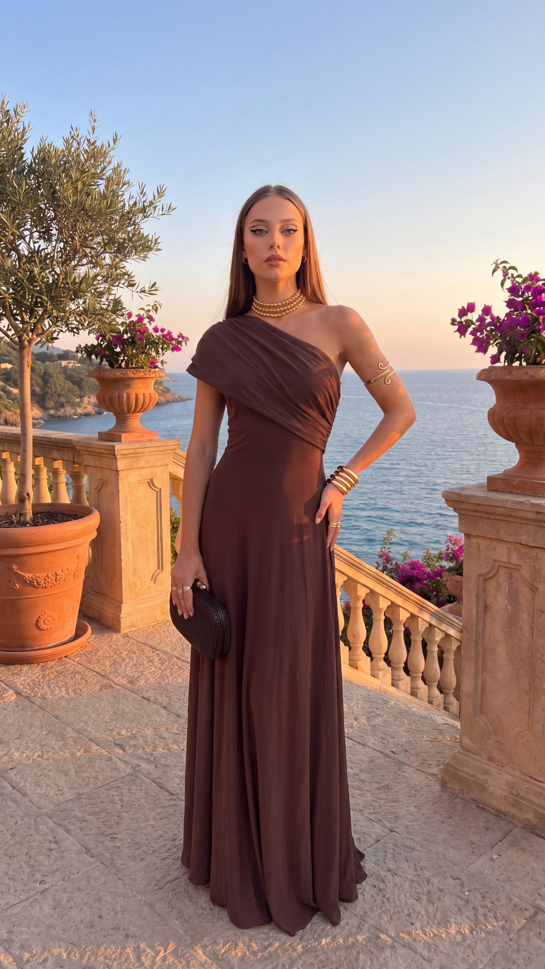 Vestido Maxi Off-Shoulder Drapeado
