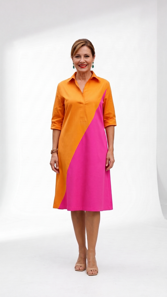 Vestido Bicolor Diagonal