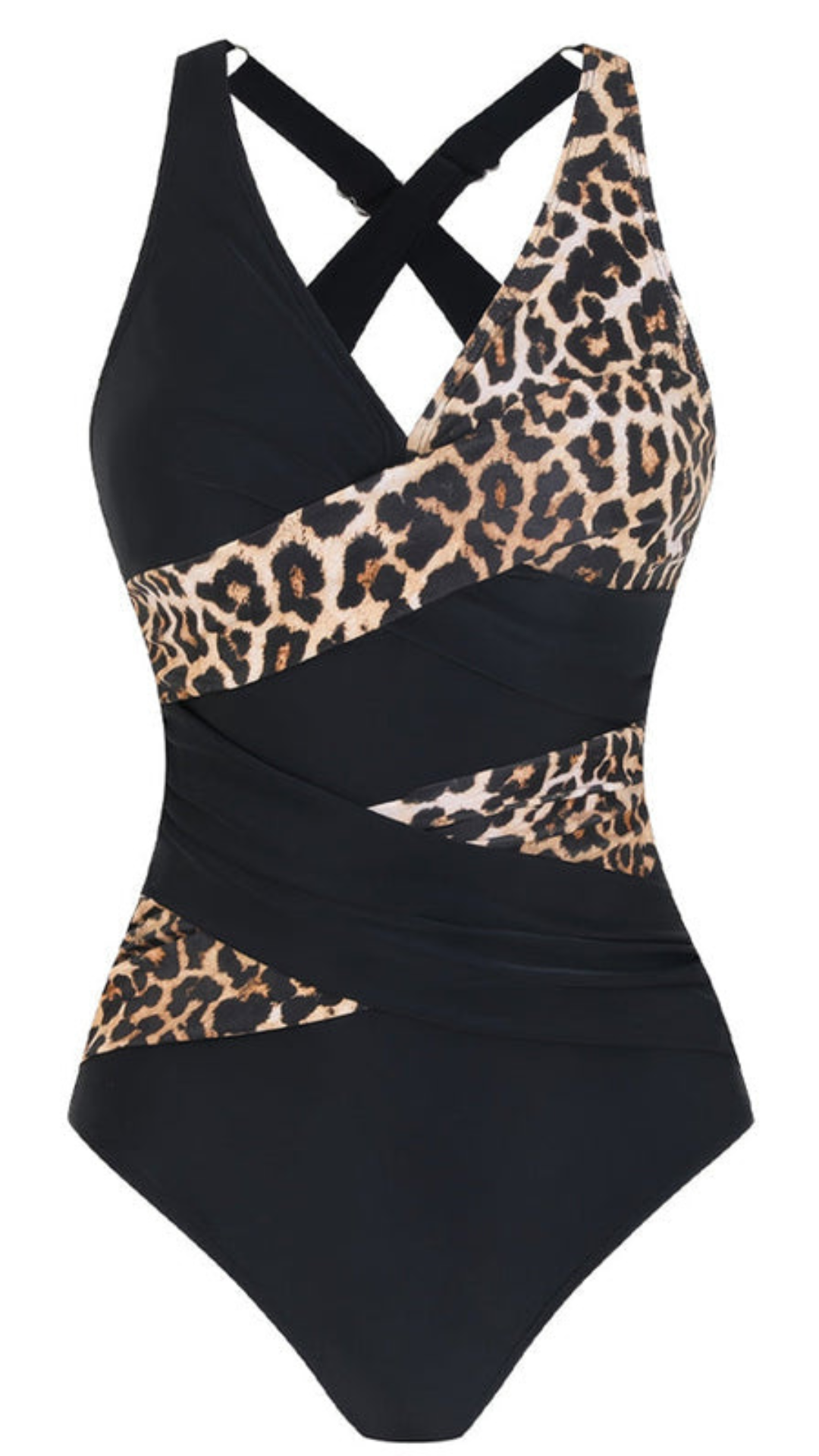 Bañador Drapeado con Panel Animal Print