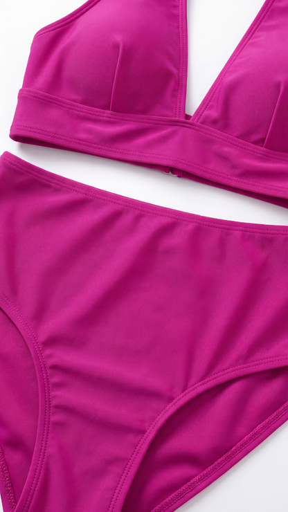 Bikini Triangular Talle Alto Color Sólido