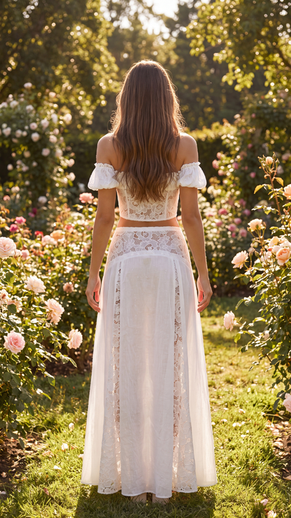 Conjunto Corset Bardot De Encaje