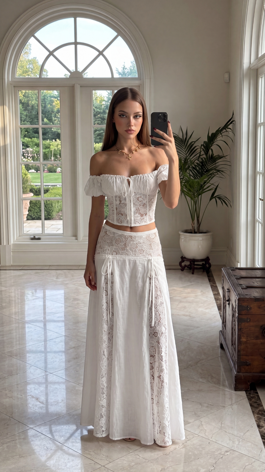 Conjunto Corset Bardot De Encaje