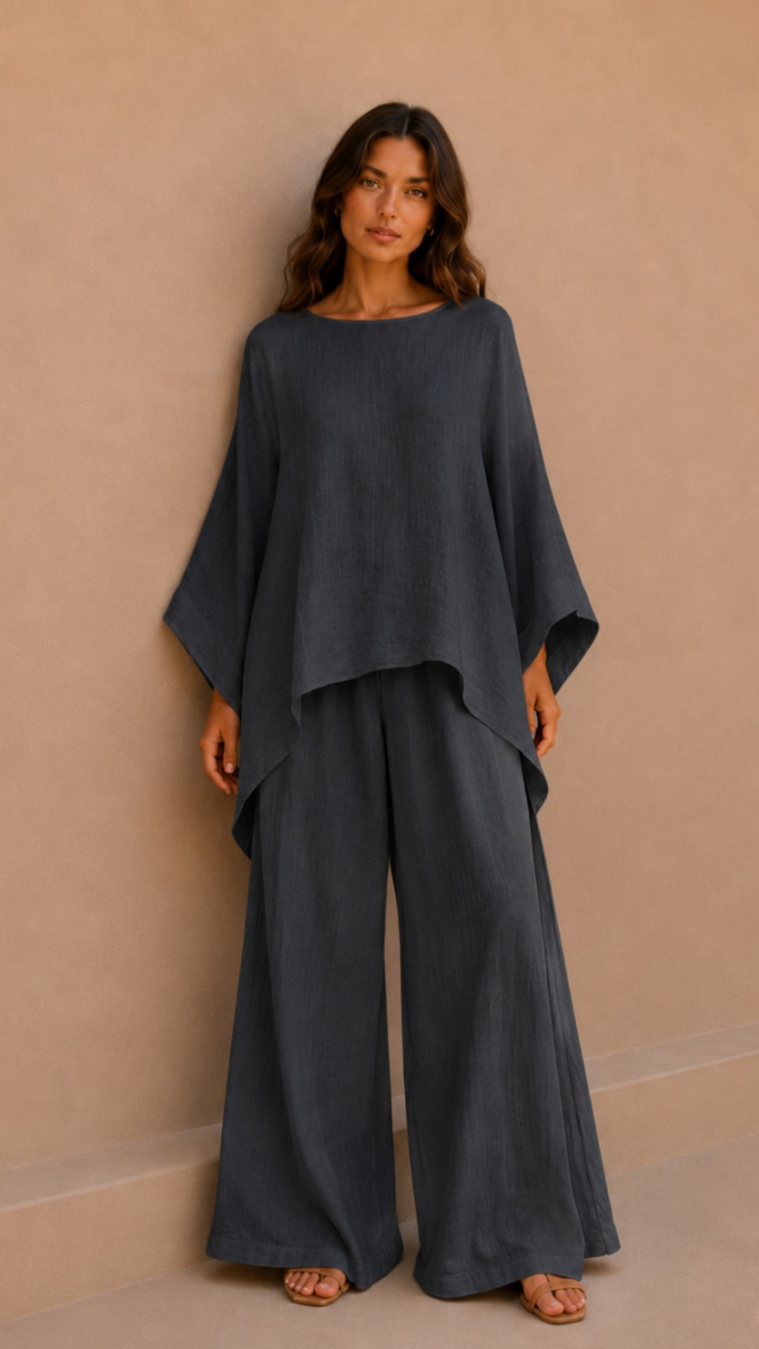 Conjunto Blusa Capa Pantalón Palazzo