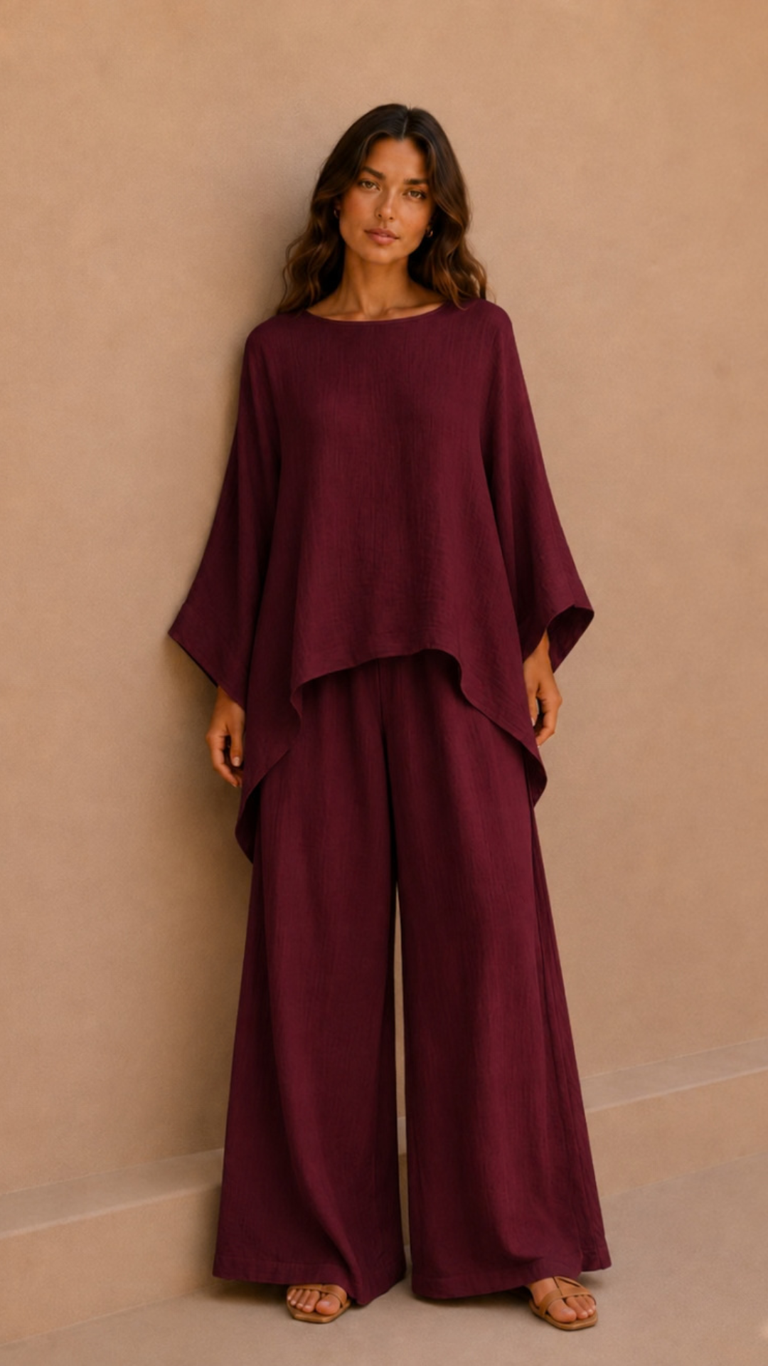 Conjunto Blusa Capa Pantalón Palazzo
