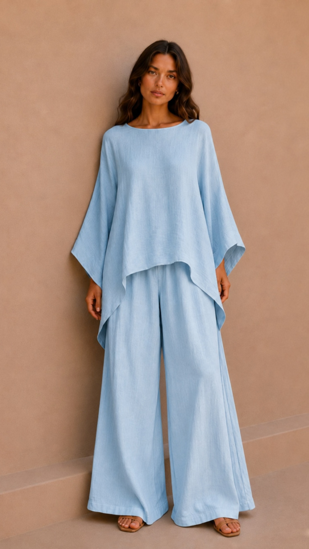 Conjunto Blusa Capa Pantalón Palazzo