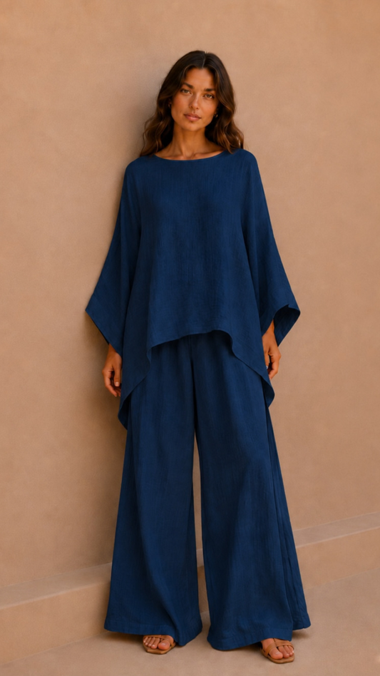 Conjunto Blusa Capa Pantalón Palazzo