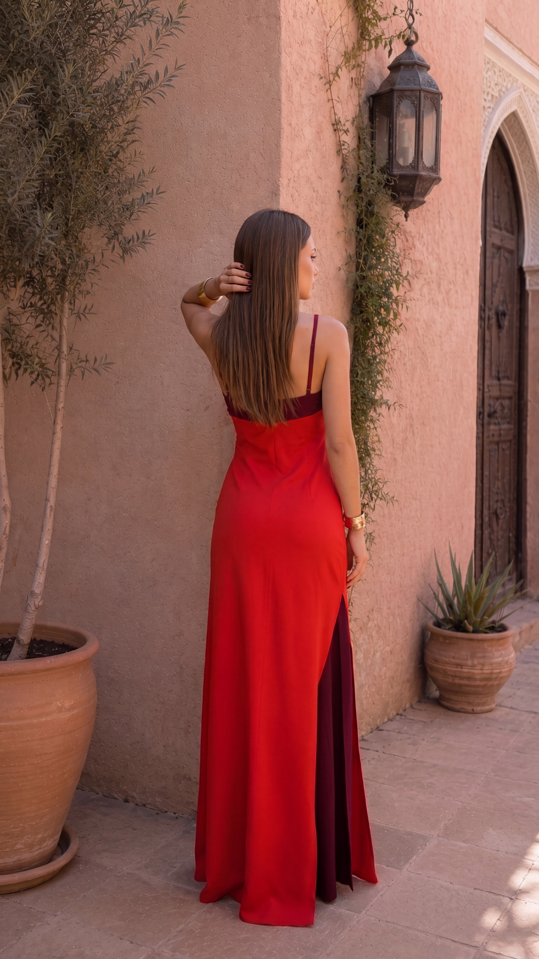 Vestido Largo Bicolor Escote Halter