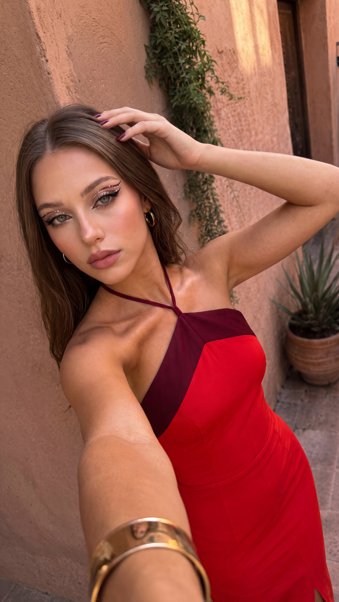 Vestido Largo Bicolor Escote Halter