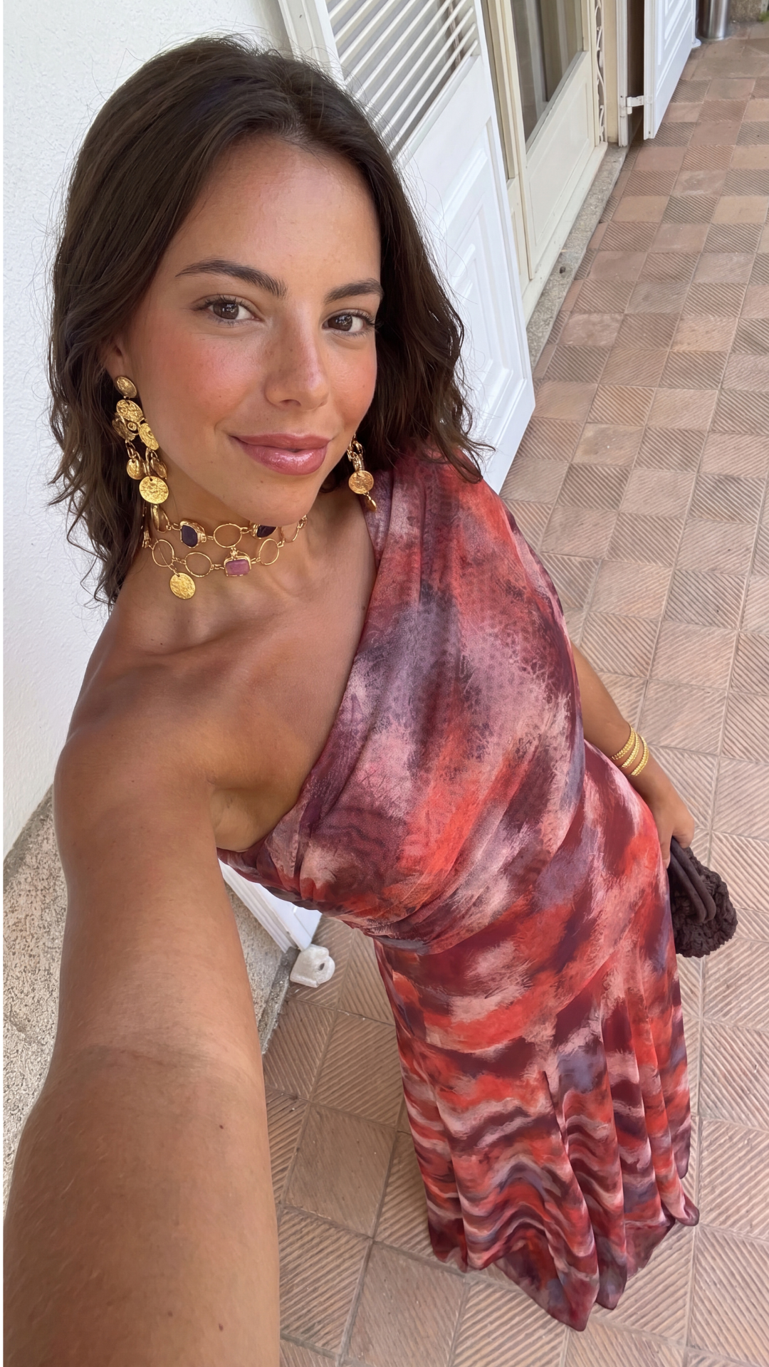 Vestido Largo Asimétrico Tie-Dye de Un Hombro