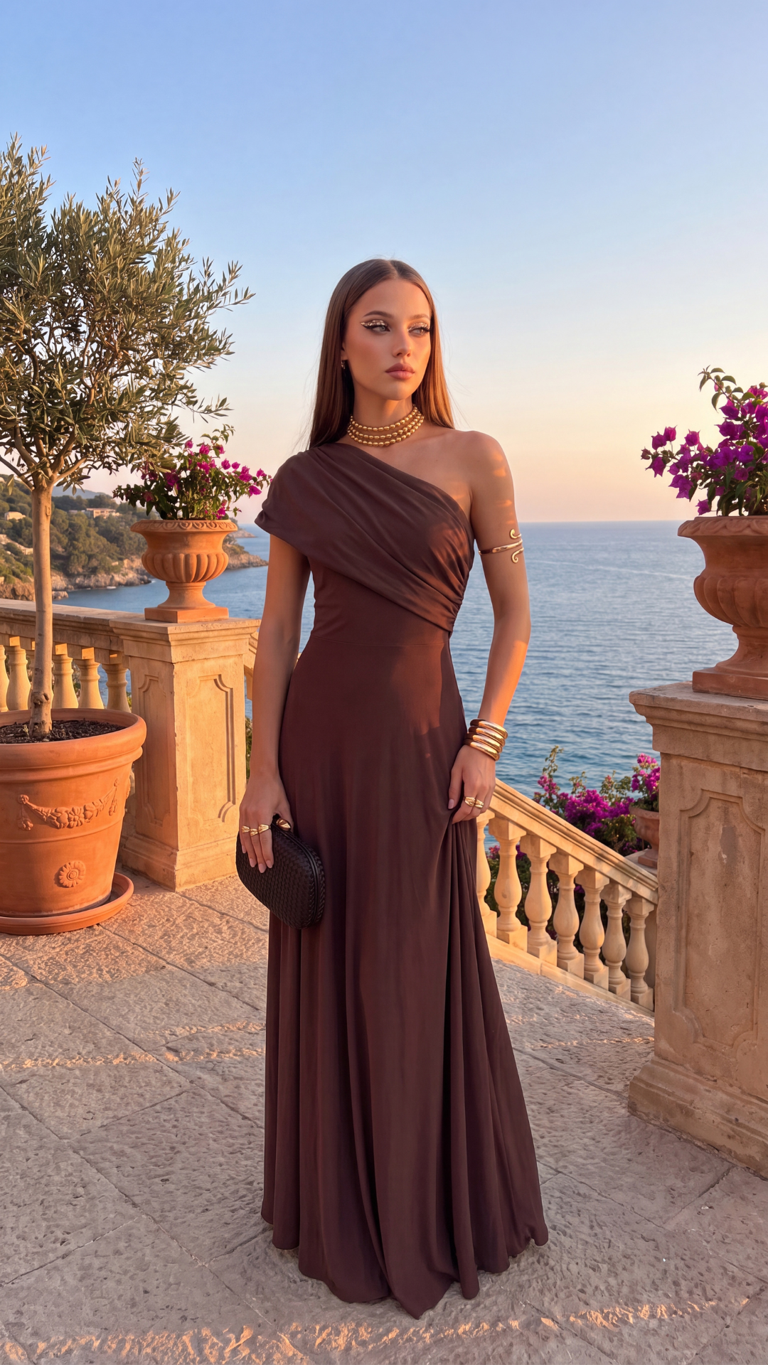 Vestido Maxi Off-Shoulder Drapeado