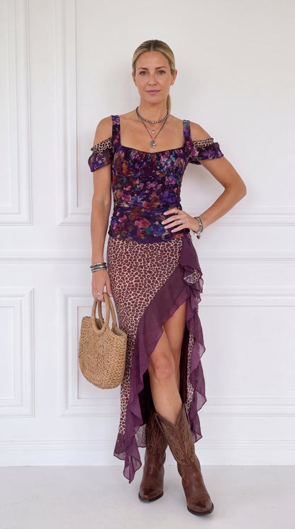 Vestido Asimétrico Floral y Animal Print