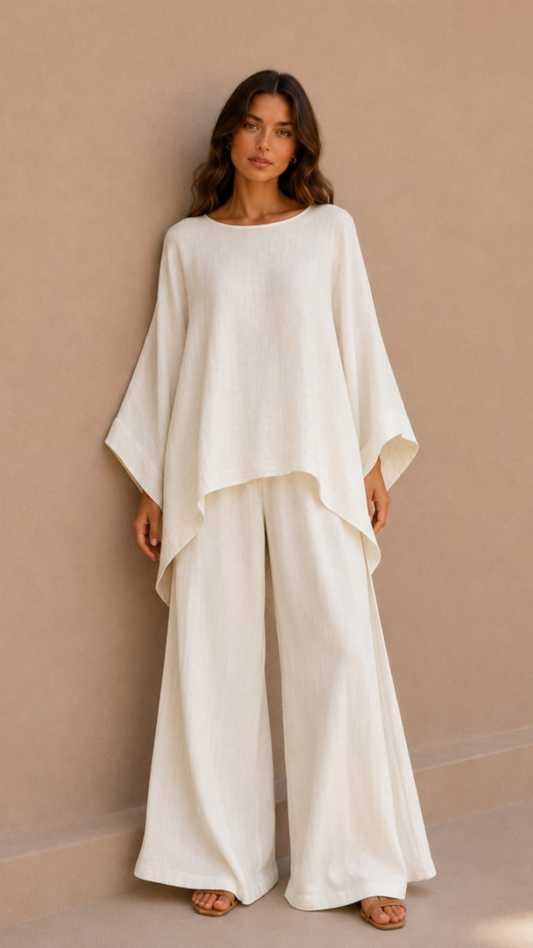 Conjunto Blusa Capa Pantalón Palazzo